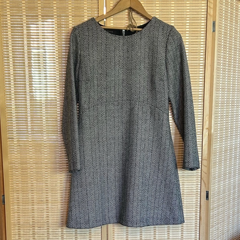 Tailored herringbone wool dress